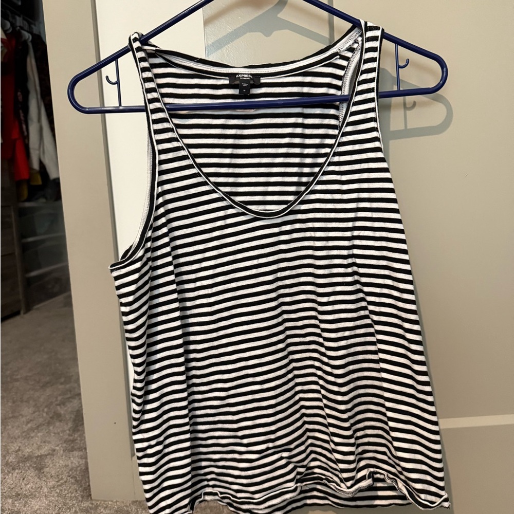 Express Black and White Sleeveless Tank Top